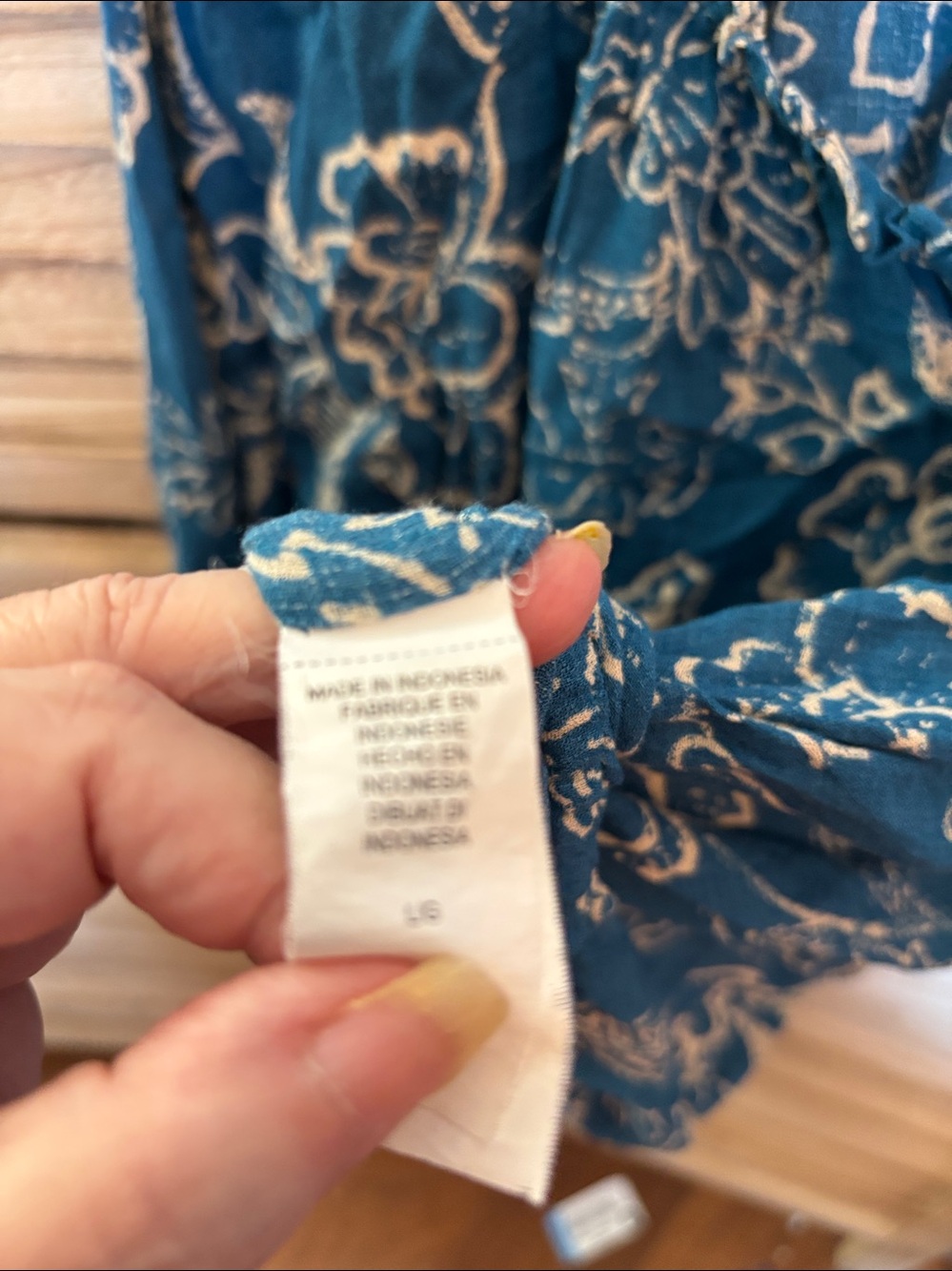 Lucky Brand Teal Floral Blouse Large - Picture 6 of 6